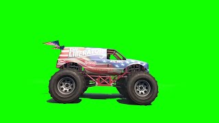 Bigfoot Firestone monster truck american flag move and jump green screen [upl. by Dupuy]