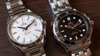 Omega Seamaster 300M vs Seamaster Aqua Terra 150M comparison 4K [upl. by Enninaej920]