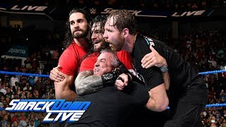 Kurt Angle amp The Shield lead a Raw raid of SmackDown SmackDown LIVE Nov 14 2017 [upl. by Aneehsar]