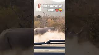 Rhino 🦏 Charges Tourist Vehicle wildlife safari [upl. by Idner684]