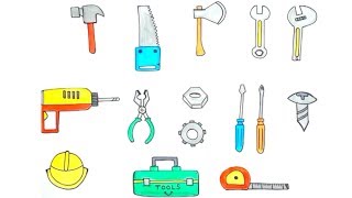 How to Draw Tools Step by Step Easy  Drawing Toolbox for Kids  Engineering tools for kids [upl. by Roseanna]