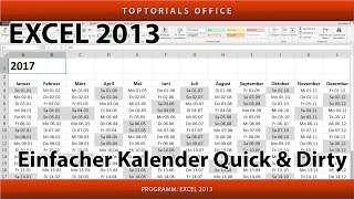 Einfachen Kalender erstellen Quick amp Dirty Excel [upl. by Dyke]