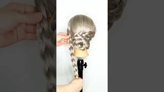 Easy braided bun tutorial 😍braidedbun easubun [upl. by Hanad]