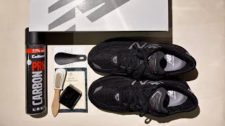 Collonil Carbon Pro Spray Sneaker Protector on New Balance 990v6 Triple Black U990BB6 First Coat [upl. by Armat]