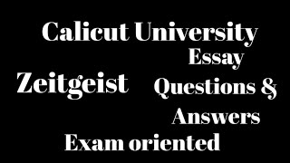 Calicut University2nd Sem Zeitgeist Important essay questions ampanswersExam oriented [upl. by Anastasio]