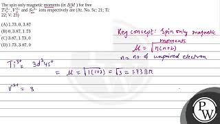 The spin only magnetic moments in \BM\  for free \Ti 3 V 2\ and \Sc 3\ ions [upl. by Ennovahs]