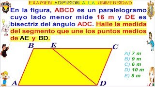 Examen Admisión a la Universidad SAN MARCOS Cuadriláteros  Geometría Solucionario UNMSM [upl. by Nauqel]