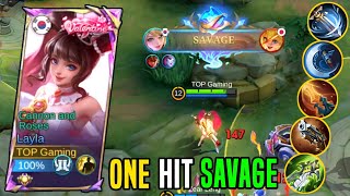 LAYLA ONE HIT SAVAGE BUILD Layla New Best BUILD AND EMBLEM  Build Top Global Layla 2024  MLBB [upl. by Yellehs]