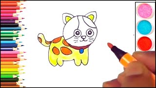 Cat drawing painting kids drawing magic fingers art drawing tutorial how to draw easy drawing [upl. by Ceil]