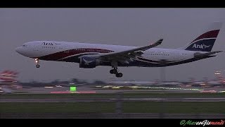 Arik Air Airbus A330223 sunset landing at London Heathrow 09L [upl. by Ahseinad]