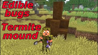 Edible Bugs  Termite Mound Minecraft Mod showcase Let´s Dig up bugs and eat them raw or fry them [upl. by Delphina806]