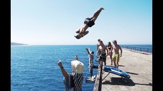 3 QUAD FLIPS  Catherine Hill Bay Cliff Jumping [upl. by Theran]