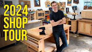 2024 Shop Tour  How to set up an inexpensive efficient woodworking shop in a small space [upl. by Hartmunn]