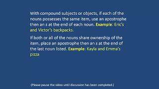 Apostrophes with Compound Subjects and Objects Mechanics Lesson 8 [upl. by Aihsema]