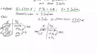 Zinsrechnung Zinsen und Zinseszinsen mit dem Dreisatz [upl. by Witte357]