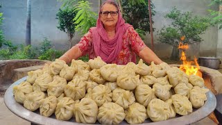 BIG MOMOS  Steamed Momos Recipe Cooking in Village  Delicious Street Food Snack Recipe [upl. by Athenian642]