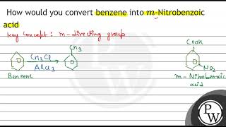 How would you convert benzene into \ m \Nitrobenzoic acid [upl. by Ahsinav]