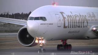 Emirates Airlines Boeing 777300ER A6ECJ landing at NRTRJAA Tokyo  Narita RWY 34R [upl. by Esirehs79]