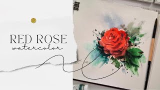 Watercolor Painting Demonstration of a Stunning Red Rose Step by Step [upl. by Munn728]