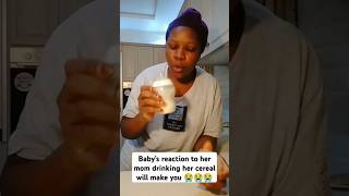 Babys reaction as momma drinks her cereal baby mother shorts [upl. by Acherman]