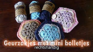 Haken  tutorial 582 Geurzakjes met mini bolletjes [upl. by Manuela]