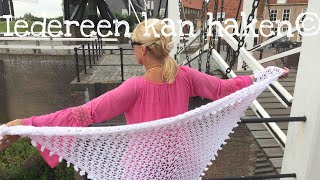 ❤️ ❤️ iedereenkanhaken Bruidssjaal crochet DIY haken beginners omslagdoek driehoeksjaal [upl. by Judith]