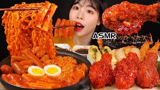 ASMR MUKBANG 직접 만든 떡볶이 양념치킨 김밥 먹방 amp 레시피 FRIED CHICKEN AND Tteokbokki EATING [upl. by Netsrik628]