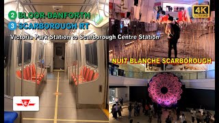 TTC POV Walk Victoria Park Station to Scarborough Centre Station Nuit Blanche 2022 Part 14【4K】 [upl. by Annairdua]