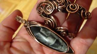 Copper Wire Wrapped Orthoceras Pendant by DeeArtist 2018 [upl. by Trever]