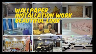 Wallpaper installation work beautiful look  New 3D wallpaper design 2024 viralvideo interior [upl. by Blanka]