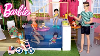 Barbie amp Ken Doll Family Getting Ready for Pool Party Playdate [upl. by Caleb]