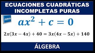 ECUACIONES CUADRÁTICAS INCOMPLETAS PURAS  EJEMPLO 3 [upl. by Mohl]