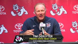 Fresno State Football Tim DeRuyter Weekly Press Conference 101016 [upl. by Ermentrude]