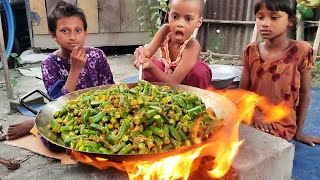 Lady Finger  Little Girls Cooking Skills [upl. by Sukramaj159]