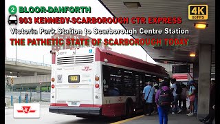 TTC POV Walk Victoria Park Station to Scarborough Centre Station Via Kennedy Station【4K】 [upl. by Bennir571]