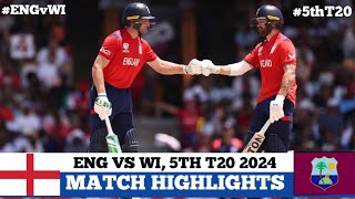 West Indies vs England 5th T20 Highlights 2024  WI vs ENG 2024  WI vs ENG 5th T20 Highlights 2024 [upl. by Ayihsa]