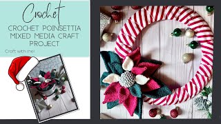 Crochet Christmas Poinsettia craft with me [upl. by Flavius]