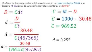 Descuento simple comercial y real  Matemáticas financieras  Ejemplo 2 [upl. by Pembroke518]