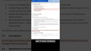 Business continuity plan for NIS2  how to fill it out shorts [upl. by Fry55]