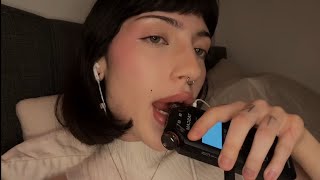 ASMR SLOW MIC BITING TASCAM MIC LICKING AND MOUTH SOUNDS CRED TO SLEEPGIRL ASMR ‼️ NO TALKING ‼️ [upl. by Selmore]