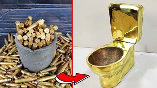 Skibidi toilet Casting Melting Brass Cartridge cases Gold Toilet [upl. by Eintihw]