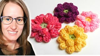 Crochet Flower Tutorial crochetflowerpattern freecrochetflower crochetwithclare [upl. by Bertasi]