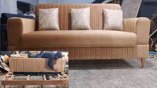 How to Make a luxury and modern Sofa Making Tracks new design latest sofa velvet Easy Way [upl. by Laerdna]