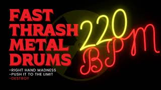 THRASH METAL DRUM TRACK 80 220 BPM [upl. by Haliehs]