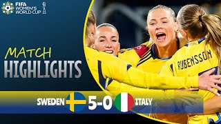 Sverige vs Italien 50  Mål och Höjdpunkter  VM Fotboll Damer 2023 [upl. by Ahsienat]