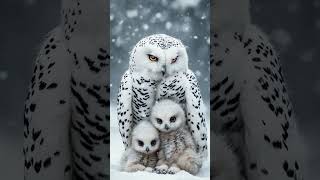 Heroic Owl Guards Chicks During Whiteout birds motherbird bird owl [upl. by Limhaj]