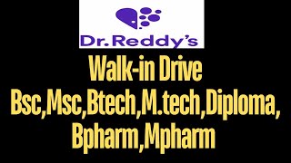 DrReddys Laboratories Ltd Walkin BscMscBtechMtechDiplomaBpharmMpharm [upl. by Domeniga210]