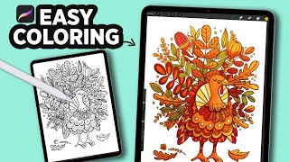 How to color a COLORING PAGE in PROCREATE Shorts [upl. by Botsford417]