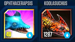 OPHTHACERAPSIS VS KOOLASUCHUS  JURASSIC WORLD THE GAME [upl. by Lekkim]