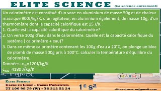 1ESPHYSIQUE Calorimétrie exercice basique pour comprendre les bases de la calorimétrie [upl. by Annadal768]